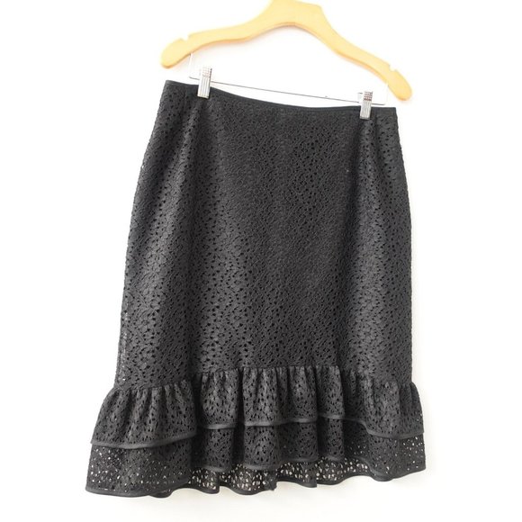 Black Lace Skirt Size Large Mini Trumpet Fitted Layered Overlay‎ Mermaid CANADA - Picture 1 of 11
